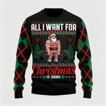 Playful Santa Claus Pattern Design - Maximalist Christmas Print Ugly Sweater