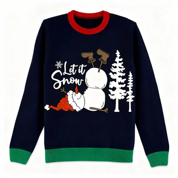 Playful Snowman Print Holiday Sweater - Intentional Festive Quirk