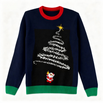 Christmas Santa Print Holiday Sweater - Intentional Festive Quirk
