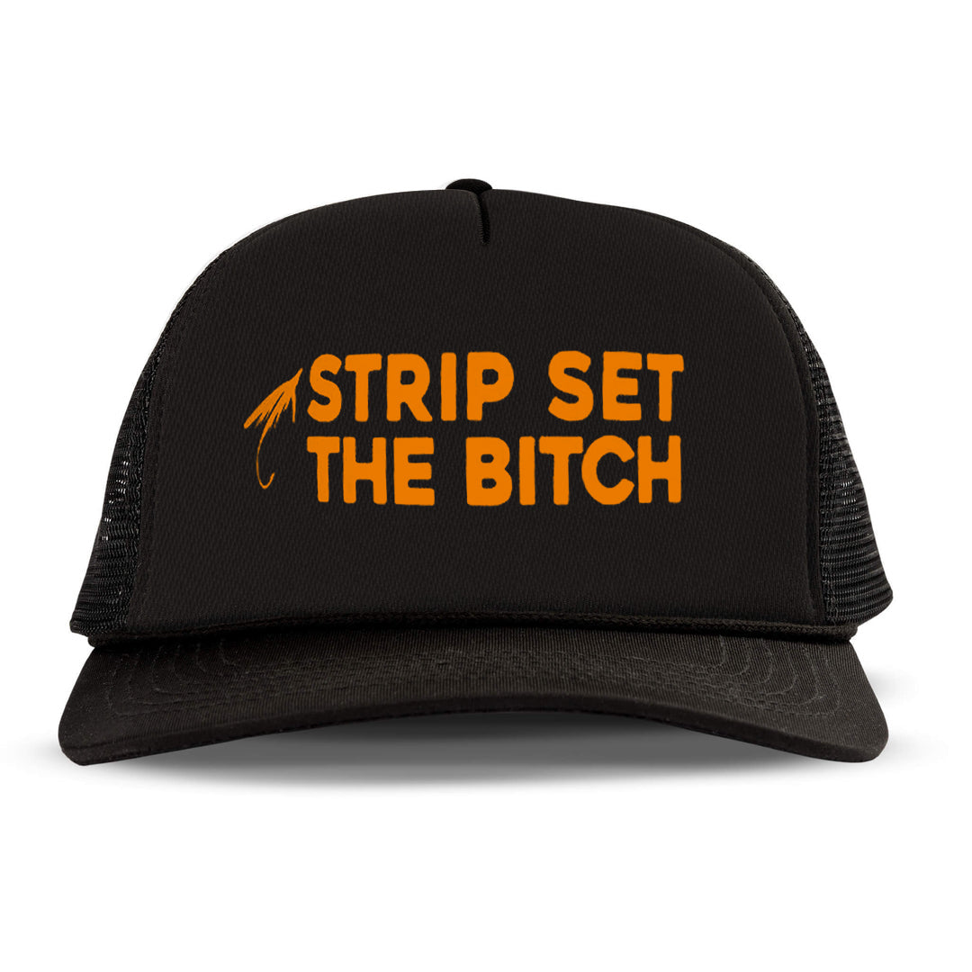 STRIP SET THE BITCH Letter Printed Trucker Hat