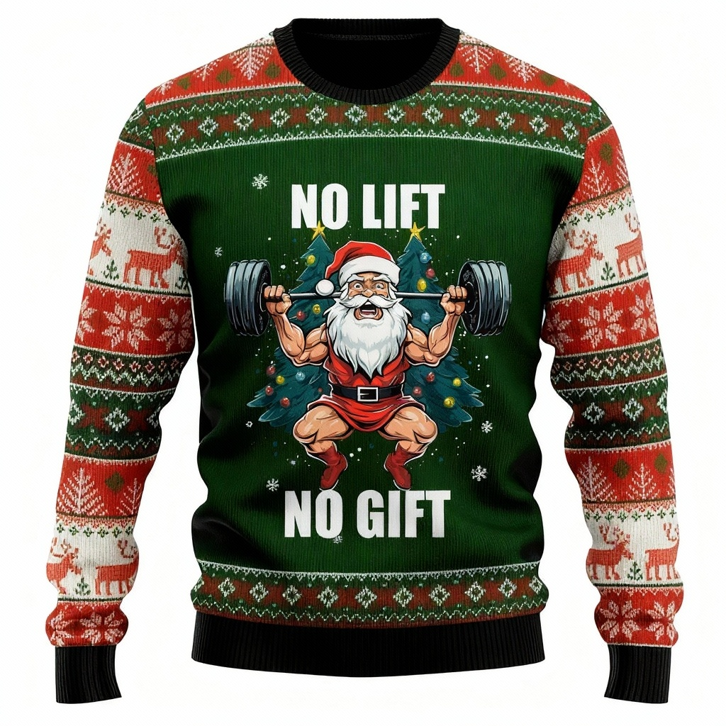 Playful Santa Claus Print - Festival of Holiday Prints Ugly Sweater