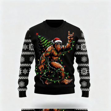 Funny Animal Pattern Design - Black Holiday Icon Sweater