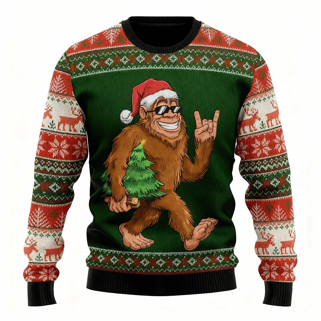 Funny Animal Pattern Design - Festival of Holiday Prints Ugly Sweater