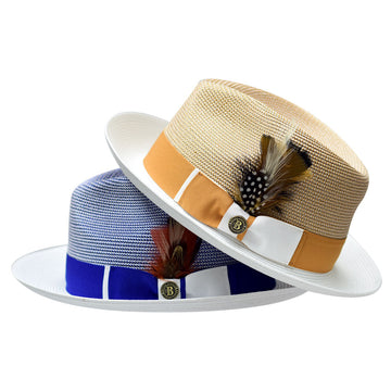 Dapper Gent's Fedora Two-Tone Straw Fedora