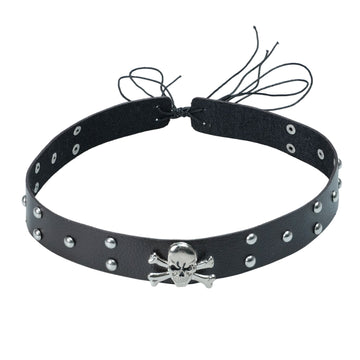 SILVER SKULL LEATHER HAT BAND