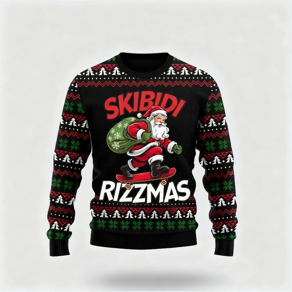 Santa Claus Print - Classic Holiday Motif Ugly Sweater