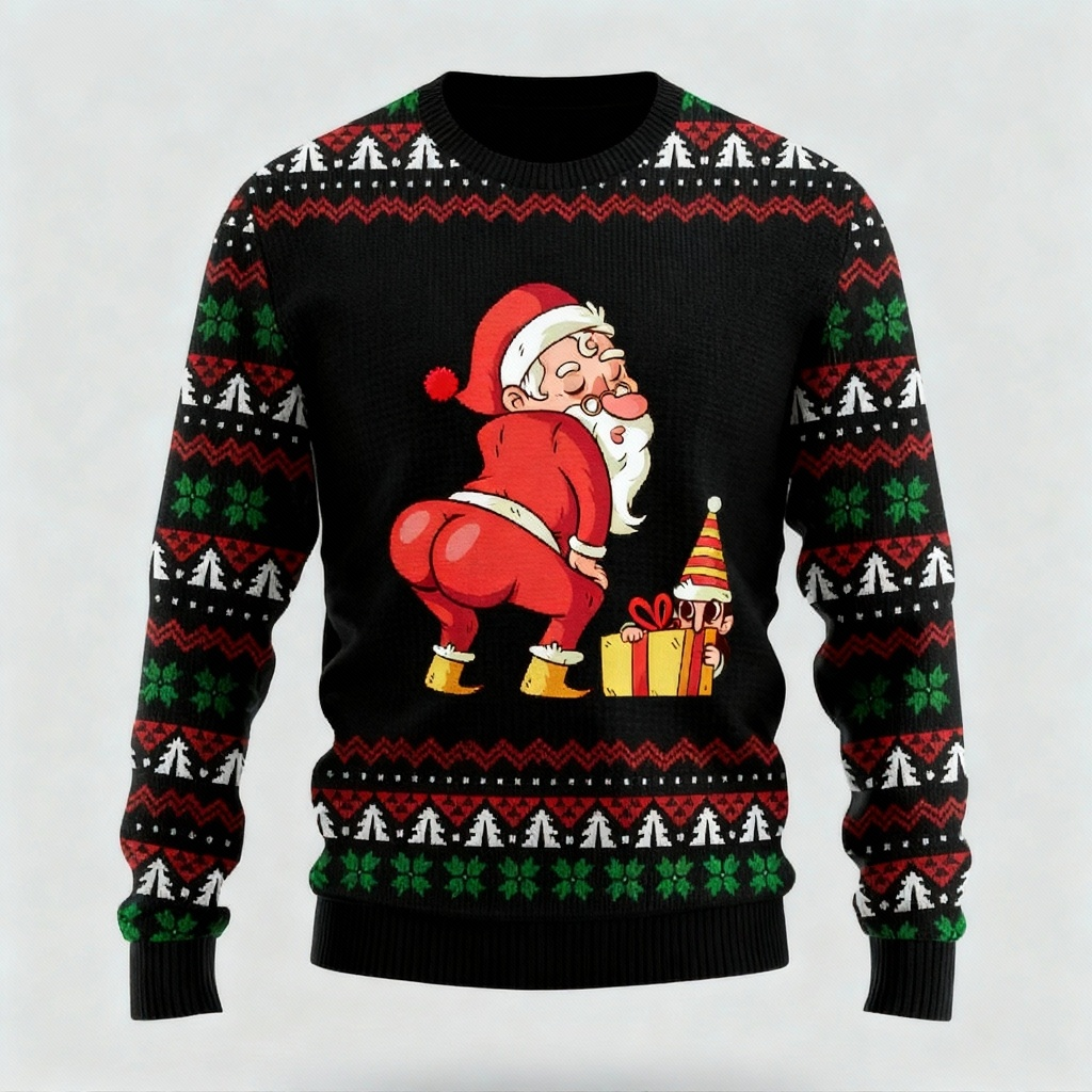 Quirky, Cozy & Festive: The Goofy Santa Print Christmas Jumper