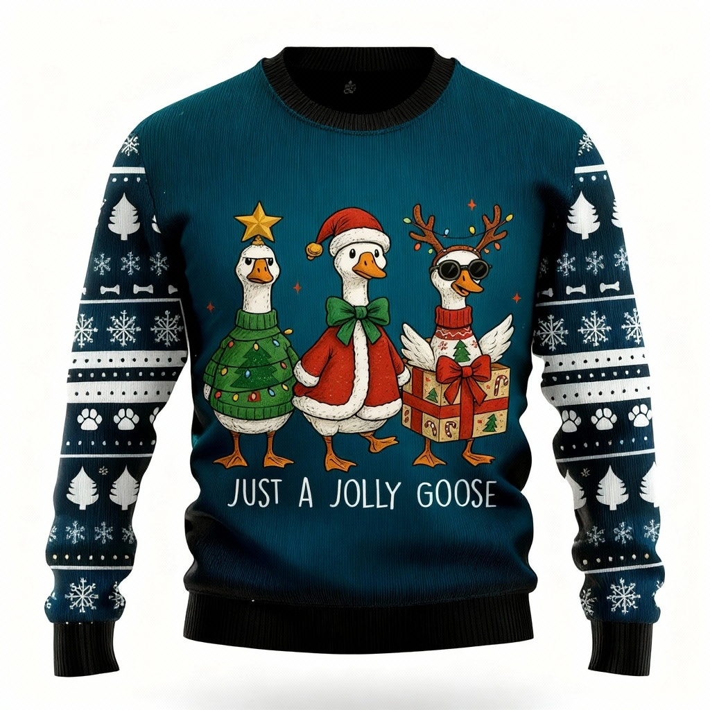 Goose Print - Vintage Christmas Icon Ugly Sweater