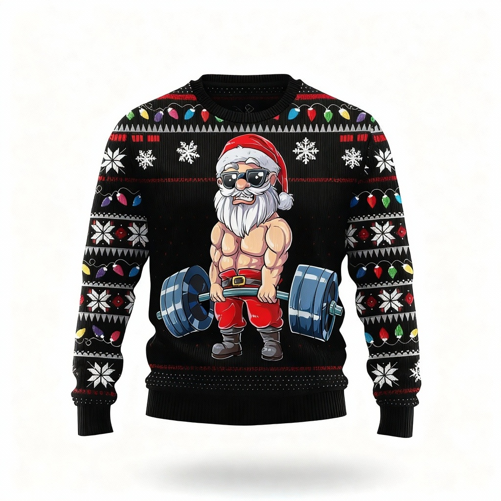 Funny Xmas Character Print - Ugly Christmas Icon Mash-Up Ugly Sweater