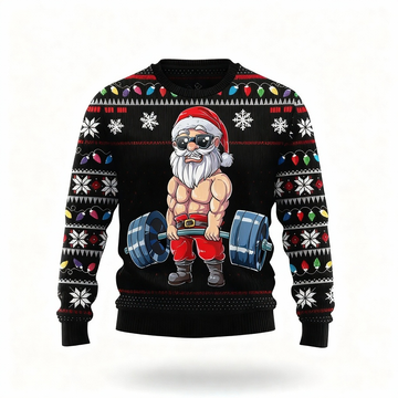 Funny Xmas Character Print - Ugly Christmas Icon Mash-Up Ugly Sweater