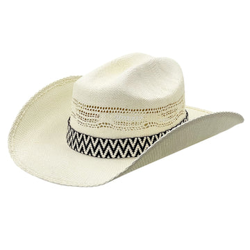 Modern Straw Hat – Curved Brim, B&W Accent