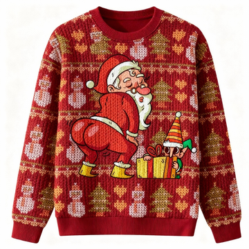 Softest Unisex Playful Santa Claus Christmas Sweater - Ugly Holiday Party Jumper