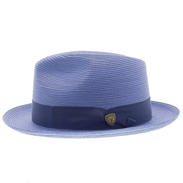 Classic Blue Straw Fedora Hat