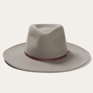Luxury Wide Flat Brim Fedora Hat - Light Gray