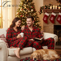 Christmas Family Matching Red and Green Plaid Button Up Long-sleeve Pajamas Sets - Christmas