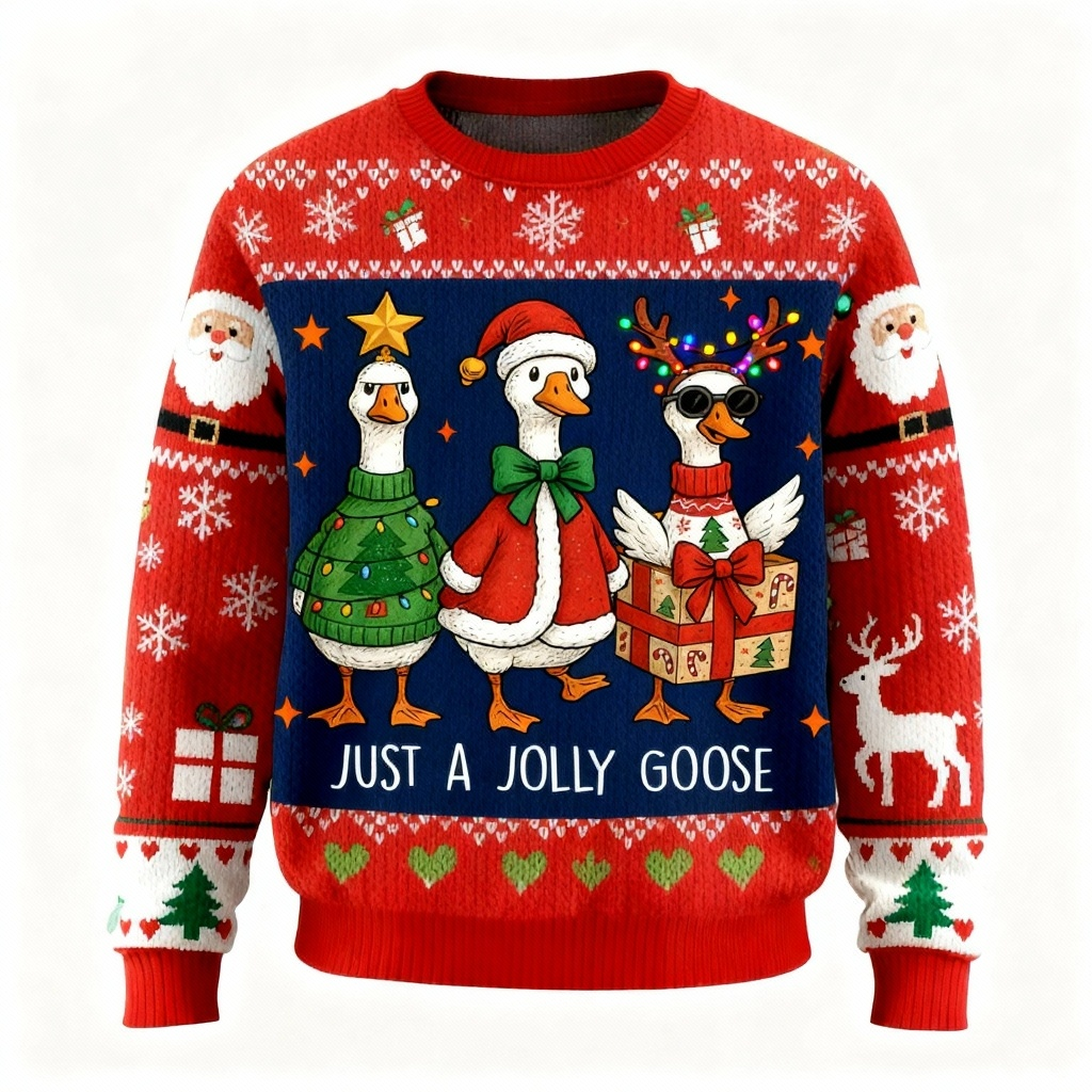 Goose Cartoon Pattern Ugly Sweater - Unisex Christmas Party Essential