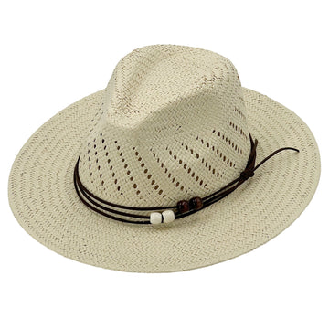 Oatmeal Straw Hat – Custom Beaded Band