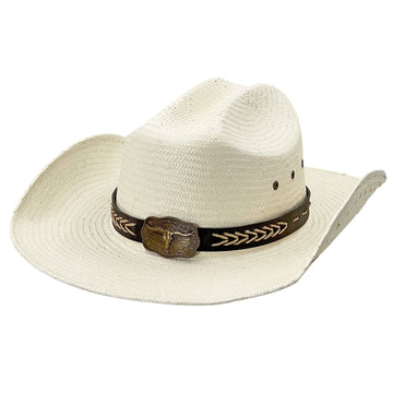 Straw Hat with Vintage Metal & Ventilation