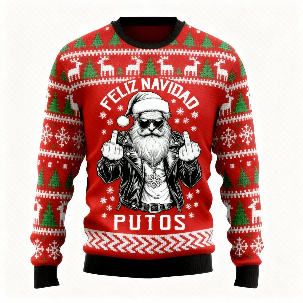 Funny Santa Pattern Design Sweater - Ugly & Cozy Unisex Pullover