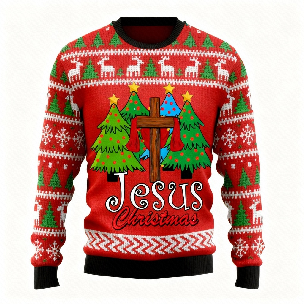 Jesus Pattern Design Sweater - Ugly & Cozy Unisex Pullover