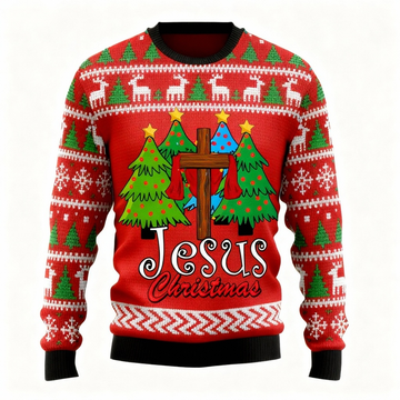 Jesus Pattern Design Sweater - Ugly & Cozy Unisex Pullover