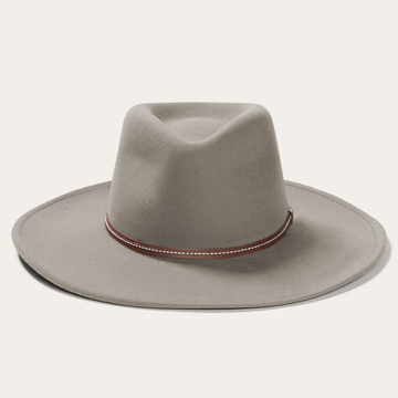Unisex Vintage Flat Brim Fedora - Light Gray