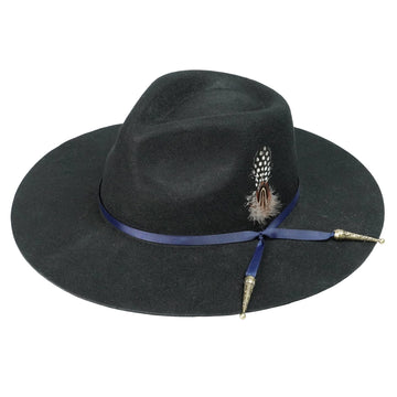 Felt Hat – Black Teardrop Crown with Blue Band