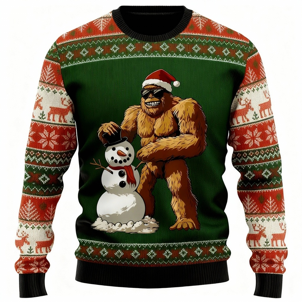 Animal&Snowman Pattern Design - Festival of Holiday Prints Ugly Sweater