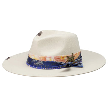 Elegant Off-White Hat with Delicate Metal Accent