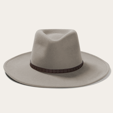 Modern Flat Brim Felt Fedora - Light Gray
