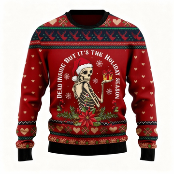 Artistic Skull Print - Holiday Iconography Ugly Sweater