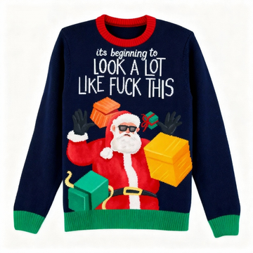 Festive & Fearless: Jolly Santa Pattern Print Christmas Jumper