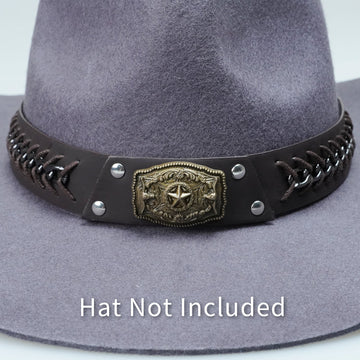 STAR METAL BRAIDED LEATHER HAT BAND