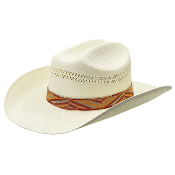 Elegant Straw Hat – Gently Arched, Colorful Band
