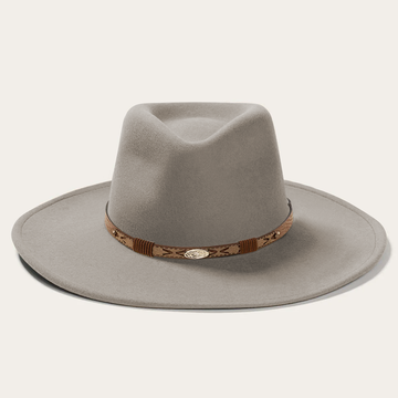 Vintage-Inspired Wool Fedora Hat - Light Gray