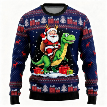 Maximum Cheer, Minimum Effort: Zany Santa Claus Print Holiday Sweater