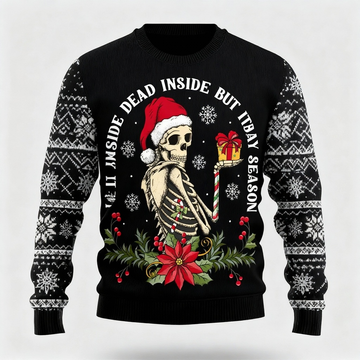 Funny Skull Print - Black Holiday Icon Sweater