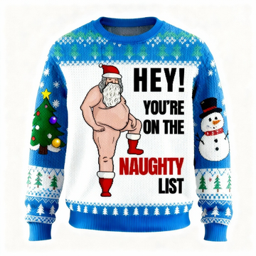 Festive Santa Print Holiday Sweater - Ultimate Ugly Christmas Party Look