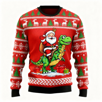 Playful Santa Pattern Print Sweater - Ugly & Cozy Unisex Pullover