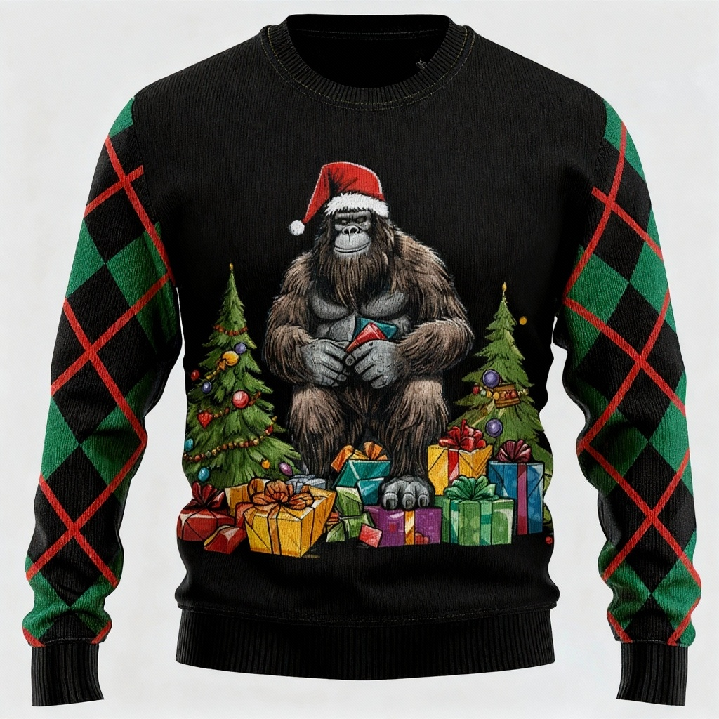 Playful Animal Pattern Design - Maximalist Christmas Print Ugly Sweater