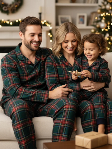 Family Christmas Plaid Button-Front Pajamas Sets