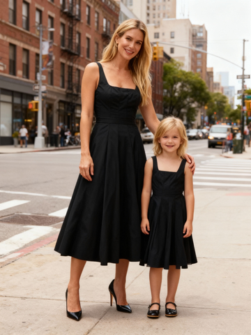 Matching Mother-Daughter Black Dress