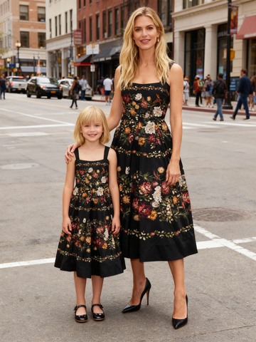 Matching Mother-Daughter Vintage Floral Dresses