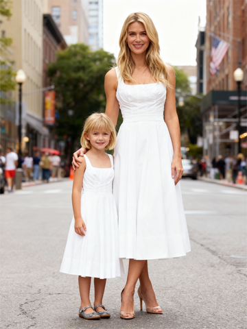 Matching Mother-Daughter White Dress