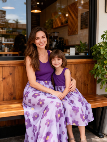 Mother Daughter Matching Long Tank Dress – Casual Family Look for Beach