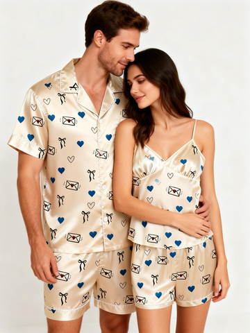 Perfect for Valentine's Day: Matching Satin Pajamas