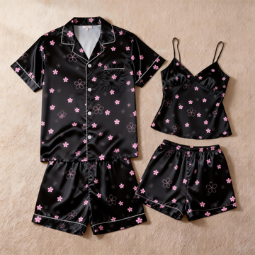 Elegant Couple Satin Pajamas ¨C Lightweight Short Set