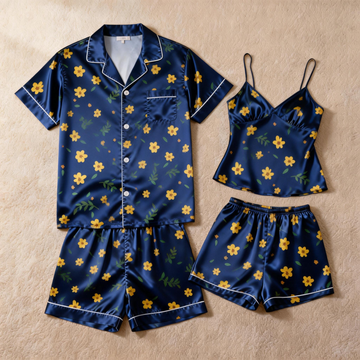 Couple¡¯s Silky Satin Sleepwear ¨C Classic Short Pajama Set