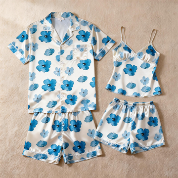 Silky Satin Matching Pajamas ¨C Couple Short Set