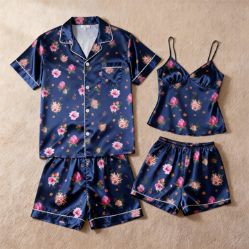 Couple¡¯s Silky Evening Pajamas ¨C Satin Short Set